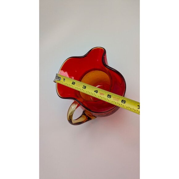 Rainbow Glass Hand Blown Amberina Creamer Pitcher Crackle Vintage Collectible - Picture 12 of 16